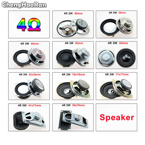 ChengHaoRan Speaker Horn 2W 3W 5W 4R Diameter 36mm 40mm 45mm 56mm 4Ohm Mini Amplifier Rubber Gasket Loudspeaker Trumpet 52x52mm ► Photo 1/6