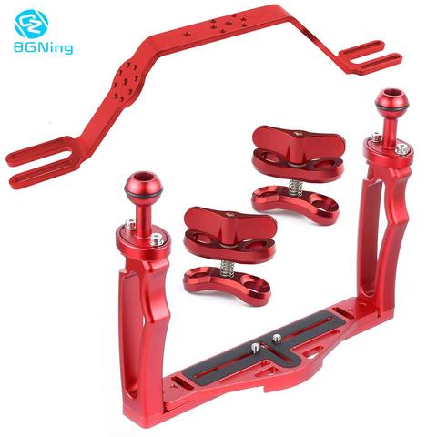 BGNing Dual Handle Aluminium Alloy Tray Stabilizer Rig for Underwater Camera Housing Case Diving Tray Mount for GoPro Action CAM ► Photo 1/6