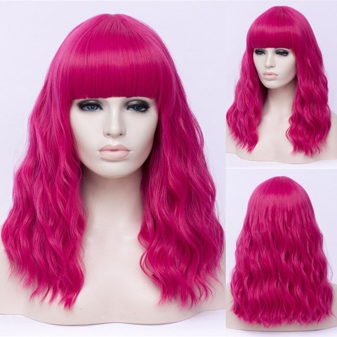 GAKA Long Synthetic Hair Wigs for Women Cosplay Wigs with Cut Bang Heat Resistant Pink Rainbow Ombre ► Photo 1/6