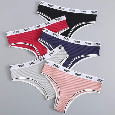 Women's Cotton Letter Panties Lingerie Soft Girls Solid Color Briefs Sexy Sport Underpants Fashion Female Underwear Intimates ► Photo 1/6