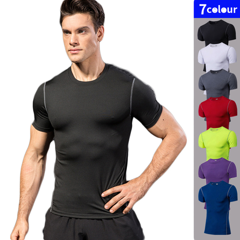 Quick Dry Sport Shirt Men Running Fitness Soccer Basketball Jersey Gym Shirt man Sportswear Compress Tights man's t-shirt ► Photo 1/5