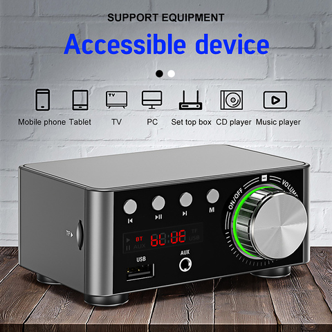 AIYIMA TPA3116 Bluetooth 5.0 HiFi Sound Amplifier 50Wx2 Stereo Digital Class D Power Home Amplifier Support AUX TF MP3 Player ► Photo 1/6