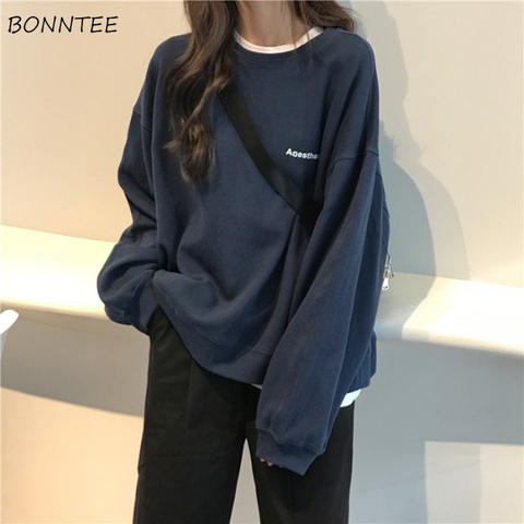 Hoodies Women Fashion Harajuku Letter Simple Spring Thin All-match Femme Sweatshirt Korean Chic Large Size Black Girls Pullovers ► Photo 1/6