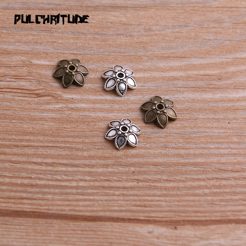  100pcs 3*9*10mm Two Color Retro Bead Caps Charm Hollow Flower Pendants Jewelry Accessories DIY Receptacle Charms ► Photo 1/5