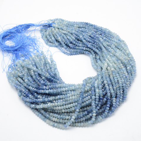 Natural Selected Color Kyanite / Cyanite / Disthene Without Treatment Faceted Rondelle Beads 3x5mm ► Photo 1/4