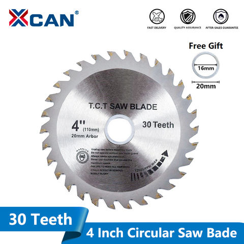 XCAN 1pc 4''(110mm)x20x1.8mm 30Teeth TCT Saw Blade Carbide Tipped Wood Cutting Disc Circular Saw Blade ► Photo 1/5