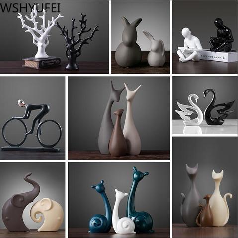 1pcs Ceramic animal vase like swan deer ornament bookcase ornament crafts home living room office desktop figurine decoration ► Photo 1/6