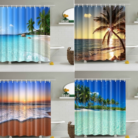 3D Ocean Sea Turtle Shower Curtain Waterproof Modern Fabric