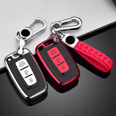 Soft TPU Car Key Cover Case For Hyundai Solaris HB20 Veloster SR IX35 Accent Elantra i30 For KIA RIO K2 K3 Sportage Accessories ► Photo 1/6