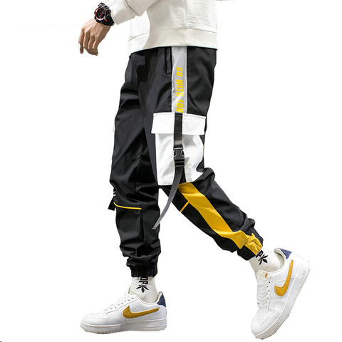 Men Streetwear Cargo Pants Overalls Mens Baggy Hip Hop Joggers