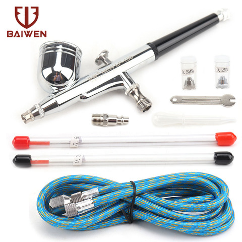 Dual-Action Airbrush with 0.2mm 0.3mm 0.5mm Nozzle Set Gravity Feed Pistol Pneumatic Kit For Cake Model Painting Makeup Tattoo ► Photo 1/6