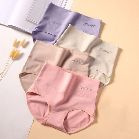 ZJX Plus Size 5XL 4Pcs/set High Waist Panties Women Cotton Underwear Print Seamless Briefs Sexy Girls Breathable Underpants ► Photo 1/6