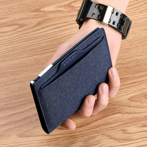 Ultra thin wallet men's Denim wallet Mini ID clip short vertical men's Canvas Wallet Card Holder coin bag portable card bag ► Photo 1/1