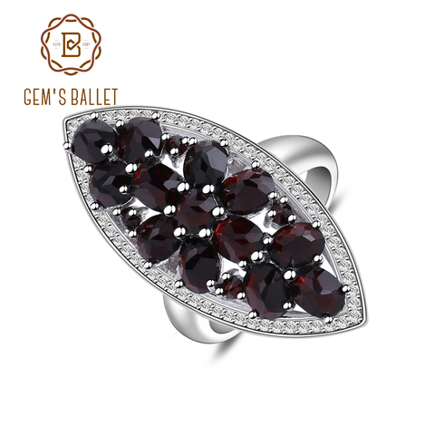Gem's Ballet 925 Sterling Silver Wedding Band Ring Fine Jewelry 5.71Ct Natural Black Garnet Gemstone Engagment Ring For Women ► Photo 1/6