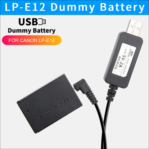 LP-E12 Dummy Battery DR-E12 Power Adapter for Canon EOS M m2 M10 M50 M100 M200 cameras 5V Power Supply USB Cable+battery box ► Photo 1/5