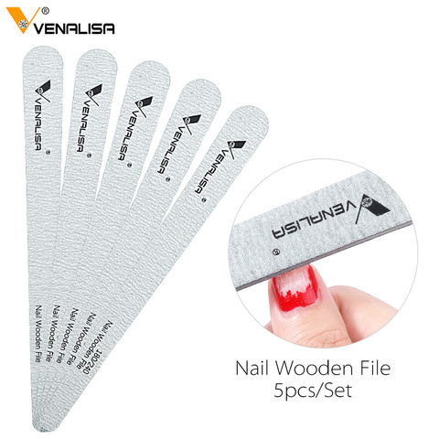 VENALISA New Nail Files 5 Pcs/lot Nail Wooden File Lime 180/240 Double Side Sanding Buffer Nail Art Tool For UV Gel Polish ► Photo 1/6