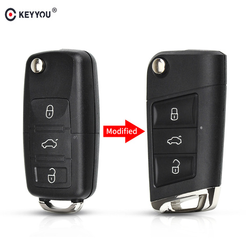 KEYYOU Modified 3 buttons Remote Key Shell Flip Folding Car Key Case For VW Golf 4 5 Passat b5 b6 polo Touran For Seat Skoda ► Photo 1/6