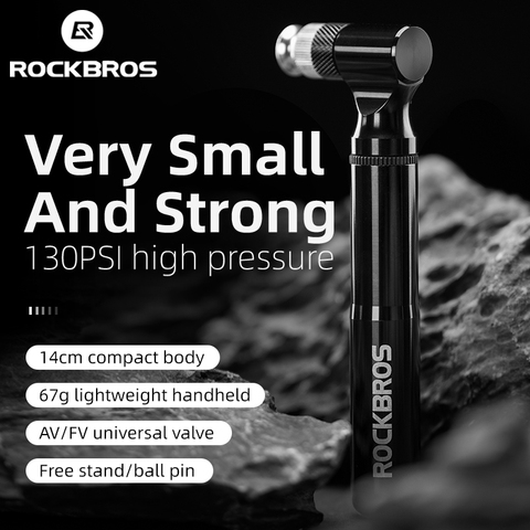 ROCKBROS Mini 130PSI Bicycle Pump Aluminum Alloy Wear-resistant Portable Drop-proof Bike Inflator For AV FV Ultralight Air Pump ► Photo 1/6