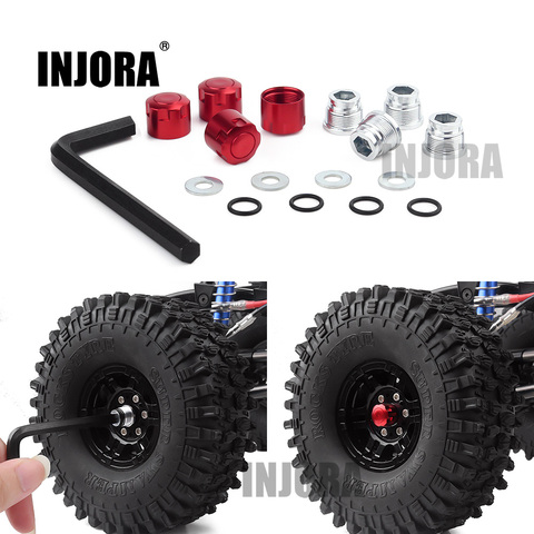 INJORA 4PCS Aluminium RC Car M4 Nut Wheel Rim Center Cap for 1/10 RC Crawler Traxxas TRX4 Axial SCX10 90046 Tamiya MST Redcat ► Photo 1/6