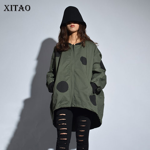 [XITAO] Europe 2022 New Arrival Autumn Casual Women Polka Dot Print Stand Collar Coat Female Full Sleeve Loose Jacket LJT3848 ► Photo 1/6