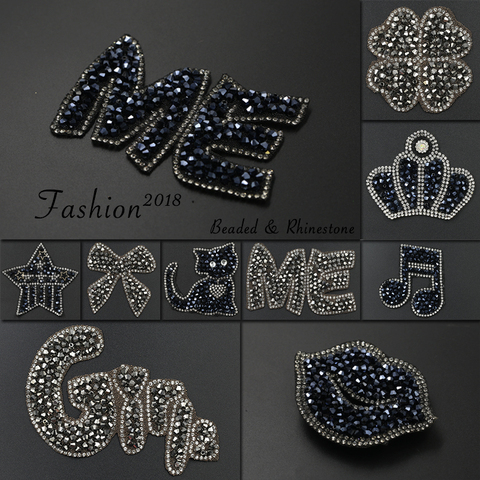 Rhinestone Shine Crown Iron on Patches for Clothing Bead Decorative Clothes Patch Crystal Applique Diamond Sewing Stickers JODc ► Photo 1/6