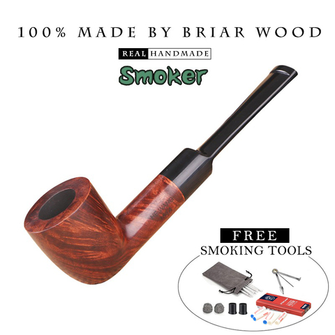 ▂ξ Smoker TOBACCO Briar Pipe Straight Wooden Smoking Pipe Fit 9mm Filters With Free Smoking Tools FreeShipping ► Photo 1/6