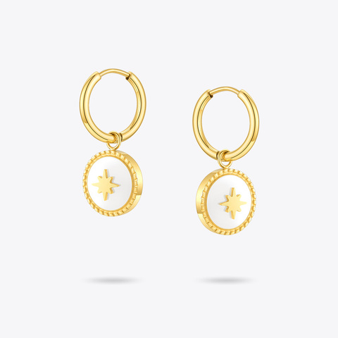 ENFASHION Circle Glitter Dangle Earrings For Women Gold Color Earings Stainless Steel 2022 Fashion Jewelry Party Oorbellen E1216 ► Photo 1/4