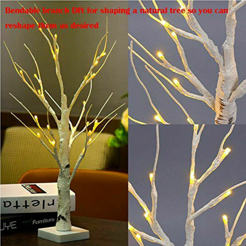 Easter Tree Easter Tree Light LED Birch Tree with 12 Easter Egg Ornaments Battery and USB Powered Easter Party Decoration 60cm/2ft