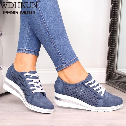 WDHKUN Autumn Women Flats Shoes Female Hollow Breathable Mesh Casual Shoes For Ladies Slip On Flats Loafers Lace Up Shoes Beach ► Photo 1/6