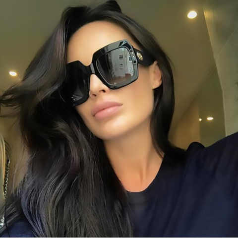 Italy Brand Designer Oversized Square Sunglasses Trendy Large Glossy Black  Gradient Sun Glasses Wide Face Shades UV400 - Price history & Review, AliExpress Seller - Smilee Store