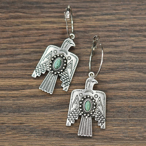 Retro indian tibetan eagle pendant dangle earrings for women gypsy ethnic statement drop earrings stone cute Bird Earrings ► Photo 1/2