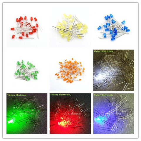 200PCS 3mm 5mm Led Diode white/blue/red/yellow/green/orange light 5MM Round Water Clear F3 F5 White Colour LED emitting diode ► Photo 1/6