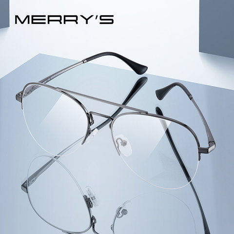 MERRYS DESIGN Men Classic Pilot Half Glasses Frame Women Fashion Myopia Prescription Glasses Frames Optical Eyewear S2412 ► Photo 1/6