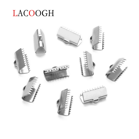 20pcs 6/8/10/13mm Stainless Steel Ribbon Clip Clamp Cord Crimp End Cap Tip Pinch Handmade Necklace Bracelet DIY Jewelry Findings ► Photo 1/6