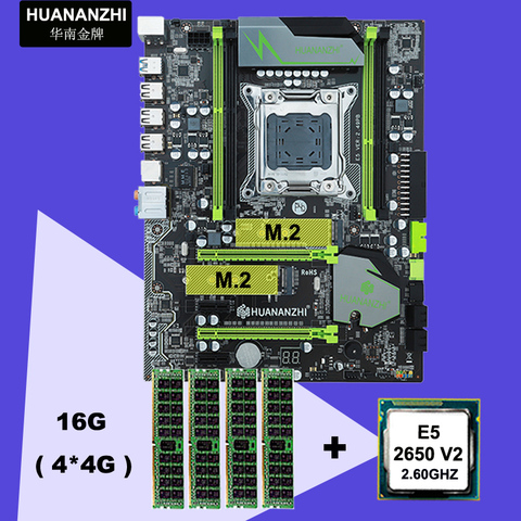 HUANANZHI X79 Super Motherboard CPU RAM Gaming Set Dual M.2 SSD Slot CPU Xeon E5 2650 V2 RAM 16G(4*4G) RECC 2 Years Warranty ► Photo 1/6