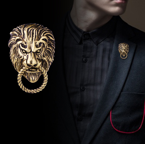 New Retro Animal Lion Head Brooch Fashion Men's Suit Shirt Collar Pin Needle Badge Lapel Pins and Brooches Jewelry Accessories ► Photo 1/6
