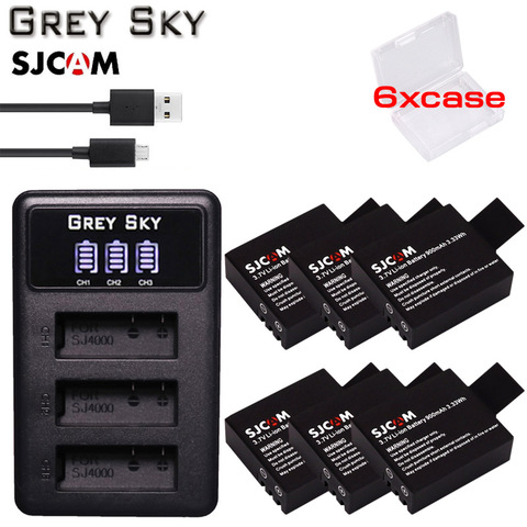 3.7v 900mAh bateria SJ4000 Battery SJ5000 SJ6000 Wifi +LCD 3lots usb charger for SJCAM sj 4000 5000 6000 7000 8000 sj9000 M10 ► Photo 1/6