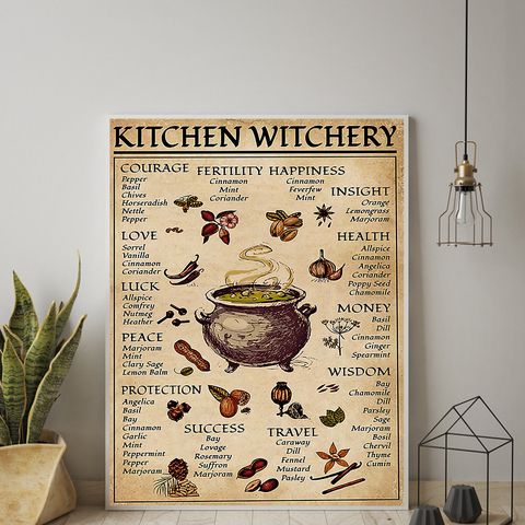 Kitchen Witchery Funny Posters and Prints Decoration Canvas Wall Pictures Witches Magic Knowledge Art Painting Gifts Home Decor ► Photo 1/6