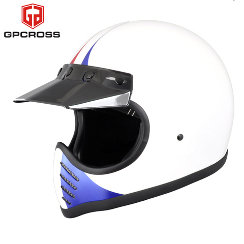 TT CO MOTO3 Motorbike Vintage Full Face Helmet DOT  Approved Motorcycle Helmet Fiberglass Shell Solid And Safety Moto Helmets ► Photo 1/6