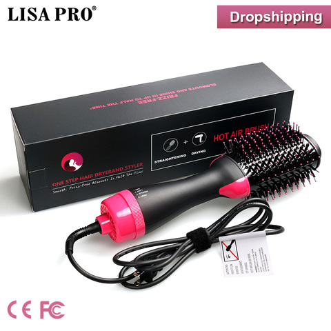 Lisapro 2 IN 1 One Step Hair Dryer And Volumizer Hair Straightener  Hot Air Brush  Hair Curler Hair Beauty And Health Styling ► Photo 1/6