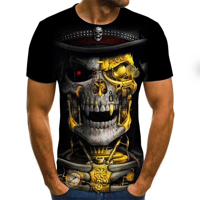 Women Men Casual 3D Print T-Shirt Short Sleeve Tops Tee Skull Funny Punk Rock
