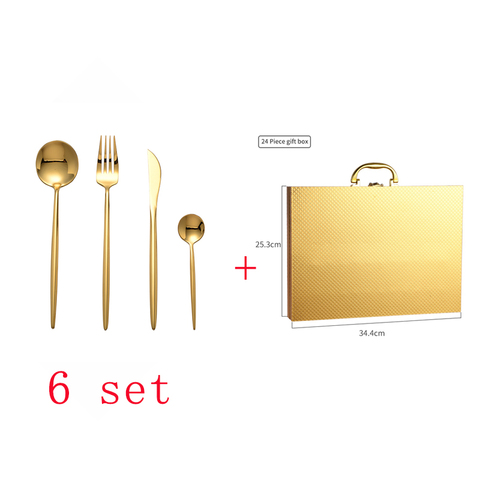 Kitchen Tableware Gold Cutlery Set Stainless Steel Cutlery Set Gold Fork Spoons Knives Western Dinnerware Set Home Dropshipping ► Photo 1/6