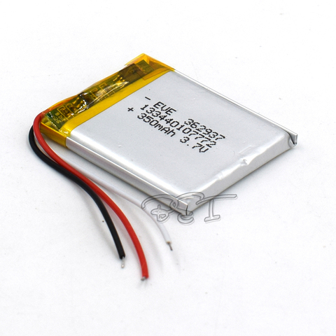 3.7V 350mAH 362937 3Wire Li-Polymer Rechargeable Lithium Li-ion Battery For Toy Recorder GPS MP3 MP4 Bluetooth Glasses Navigato ► Photo 1/3