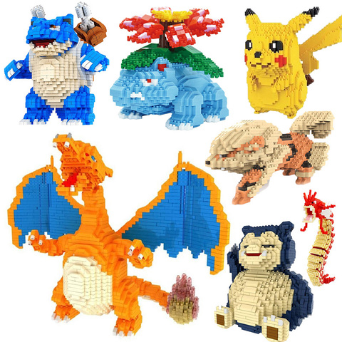 new DIY blocks bricks Pocketed Monstered Pikachued Venusaur Blastoise Charizard Snorlax Gyarados  Mini Building Blocks Toys ► Photo 1/6