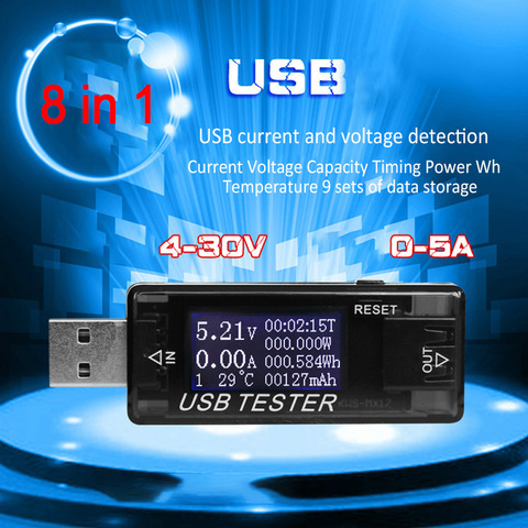 8 in1 QC2.0 3.0 4-30v Electrical Power USB Capacity Voltage Tester Current Meter Monitor Voltmeter Ammeter Battery Test ► Photo 1/6