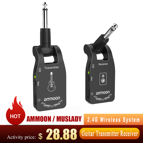 ammoon Wireless Guitar System 2.4G Guitar Transmitter Receiver Rechargeable 6-Channel Audio Transmitter for Electric Guitar Bass ► Photo 1/6