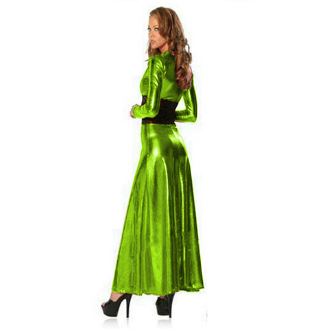 15 Colors Lace Patchwork Waist Long Dress Women Sexy Long Sleeve Split Clubwear Pole Dance Maxi Dress Nightclub Performance Gown ► Photo 1/6