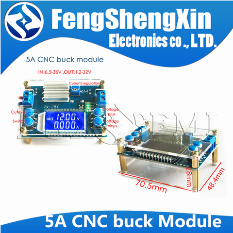 CC CV DC 6.5-36V to 1.2-32V 5A 75W Step Down Buck Converter Power Supply Module Voltage Regulator Transformer with Case Heatsink ► Photo 1/4