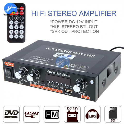 G30 800W 12V 110V-220V DIY kit amplifier for speakers Digital Home Amplifier Bluetooth HIFI Stereo Subwoofer sound preamplifier ► Photo 1/6