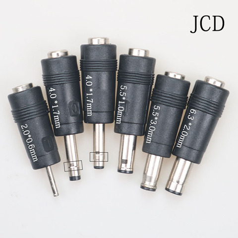 JCD 1pcs DC jack 5.5 X 2.1 mm female to 2.0 *0.6 / 4.0 *1.7 / 5.5*1.0 / 5.5*3.0 / 6.3 *2.0mm male DC power plug adapter ► Photo 1/6